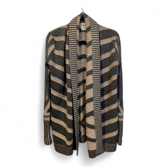 HAUTE HIPPIE 100% MERINO Wool AZTEC BOHO Dark Gray‎ Cardigan Sweater XS / Small - Picture 1 of 5